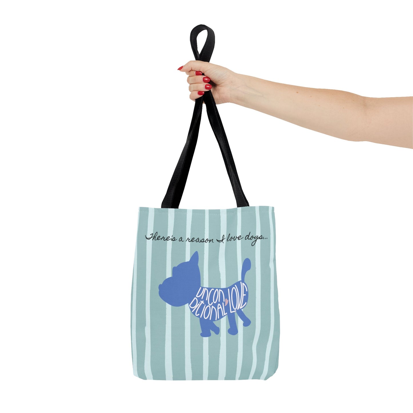 Dog Lover Tote Bag - Candy Blue Stripe - 3 Sizes Available