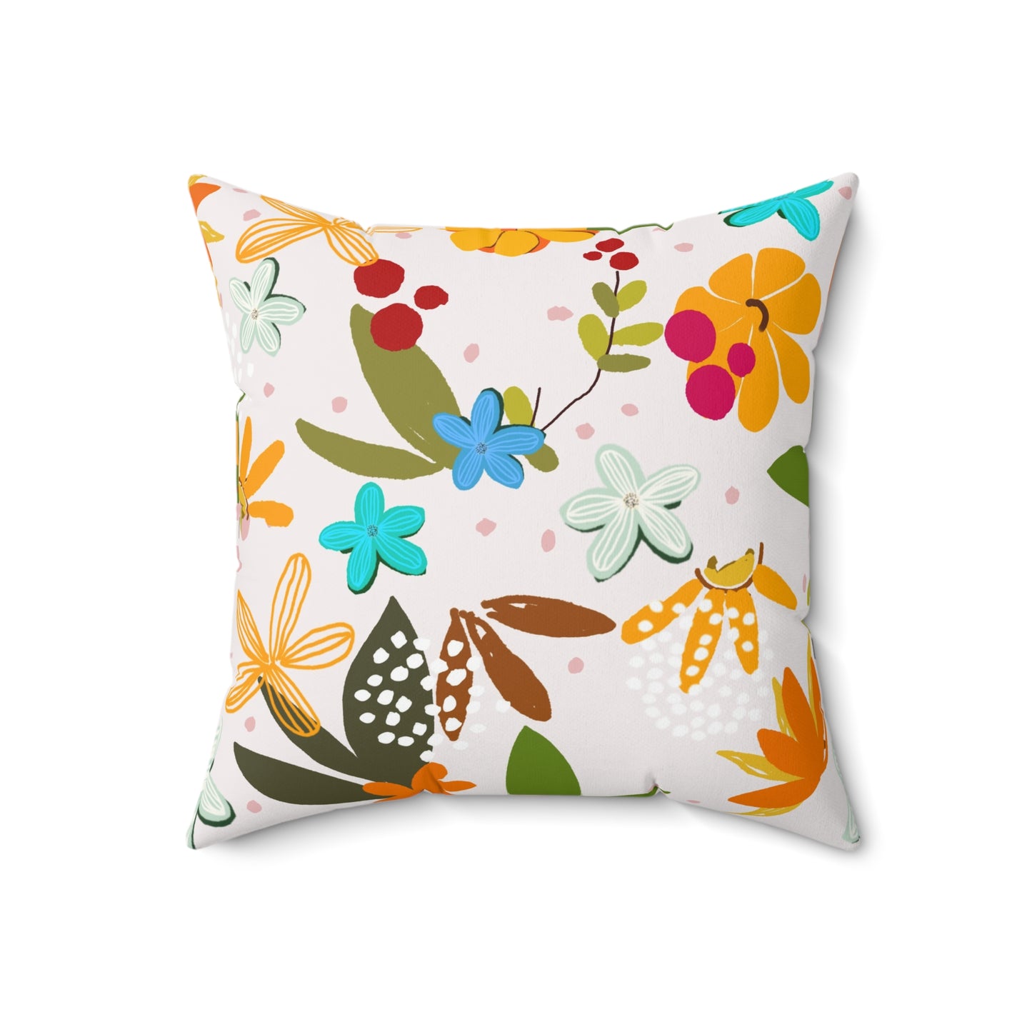 Autumn Feels Fall Florals and Twigs Spun Polyester Square Pillow