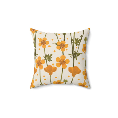 Autumn Orange Buttercup Spun Polyester Square Pillow