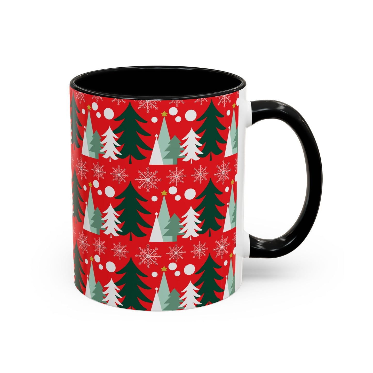 Christmas trees and snow falling Accent Coffee Mug (11, 15oz)