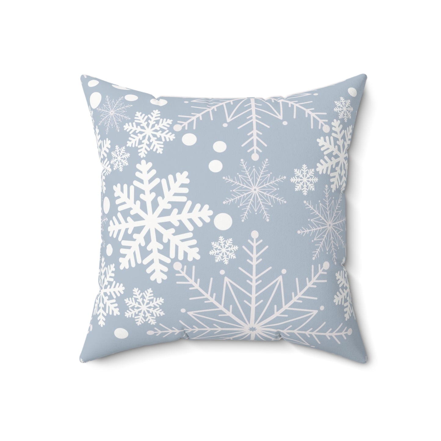 Light Blue Snowflakes Spun Polyester Square Pillow