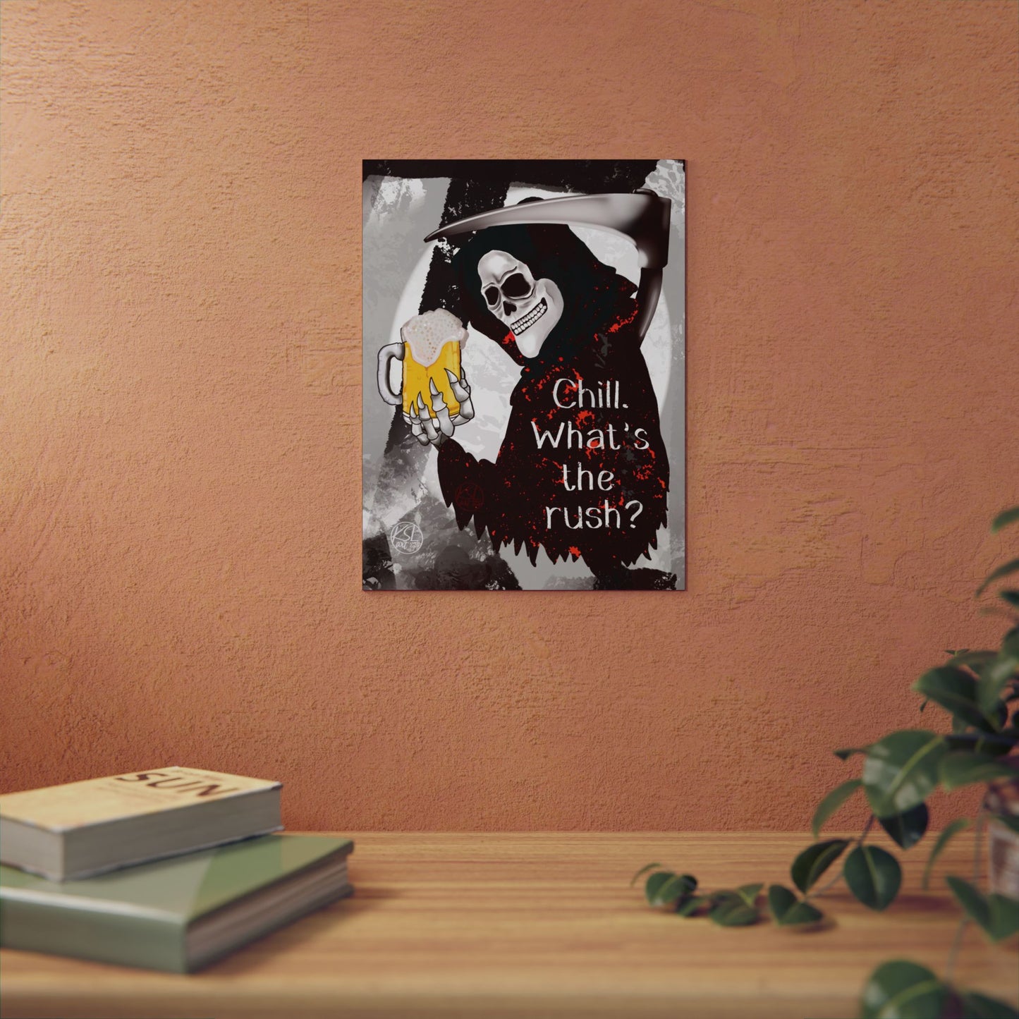 Grim Reaper 'Chill What's the Rush?' Aluminum Art Panel