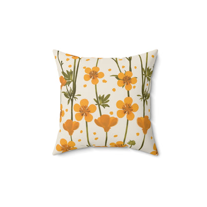 Autumn Orange Buttercup Spun Polyester Square Pillow