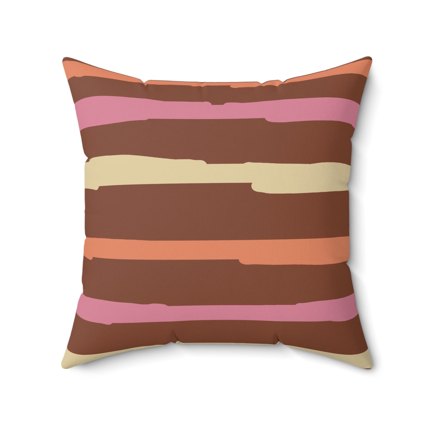 Autumn Fall Halloween Candy Corn Stripes - Cute and Fun - Pink and Orange Spun Polyester Square Pillow