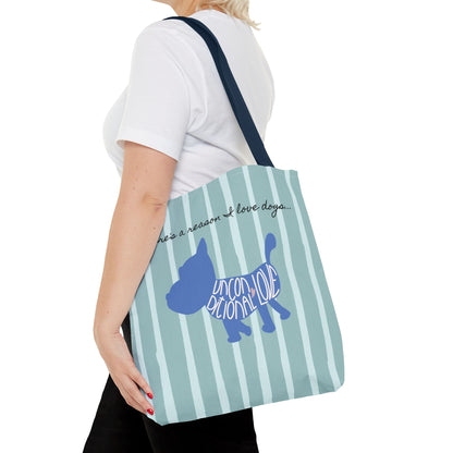 Dog Lover Tote Bag - Candy Blue Stripe - 3 Sizes Available