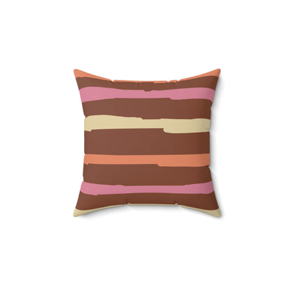 Autumn Fall Halloween Candy Corn Stripes - Cute and Fun - Pink and Orange Spun Polyester Square Pillow