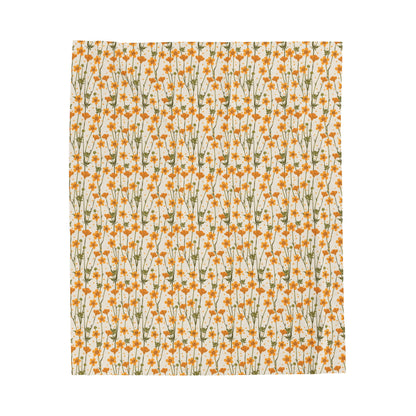 Autumn Orange Buttercup Velveteen Plush Blanket