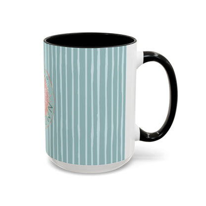 Pause Breathe Calm Down in Blue Candy Drip Stripes - Accent Coffee Mug (11, 15oz)