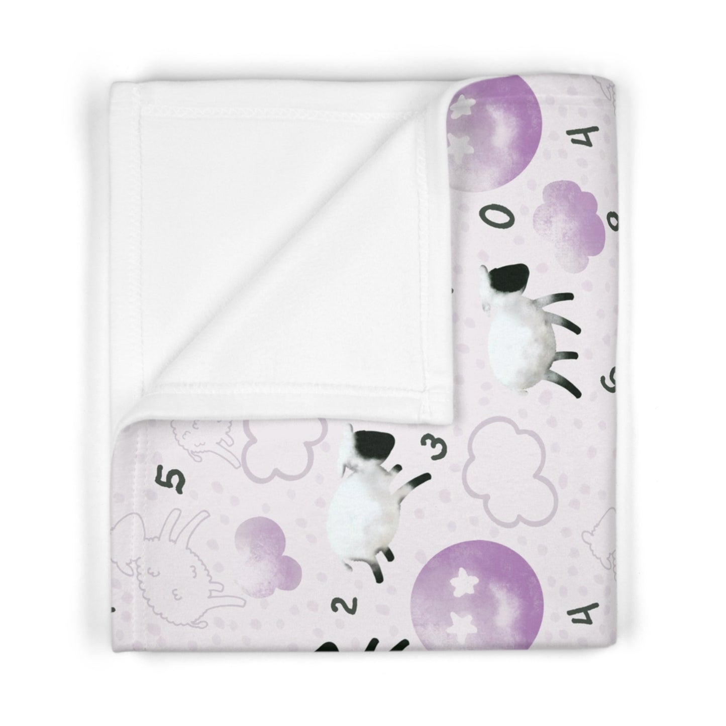 Counting Sheep in Purple Soft Fleece Baby Blanket