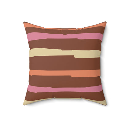 Autumn Fall Halloween Candy Corn Stripes - Cute and Fun - Pink and Orange Spun Polyester Square Pillow