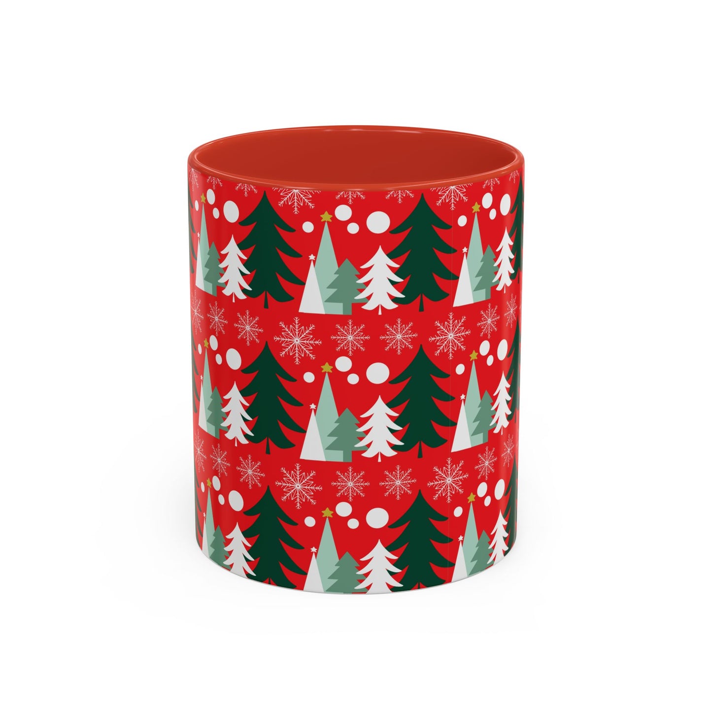 Christmas trees and snow falling Accent Coffee Mug (11, 15oz)