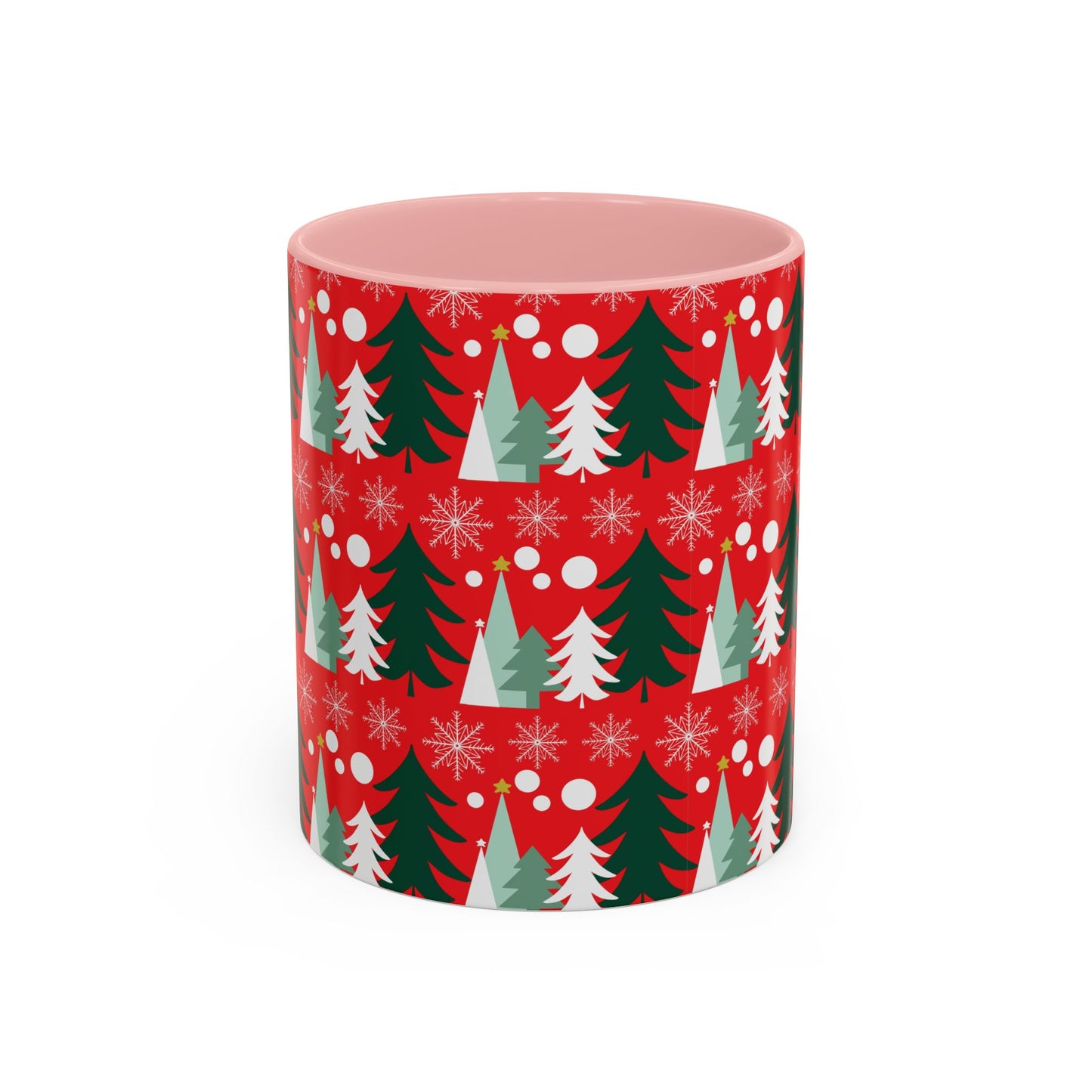 Christmas trees and snow falling Accent Coffee Mug (11, 15oz)