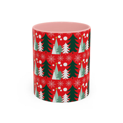 Christmas trees and snow falling Accent Coffee Mug (11, 15oz)