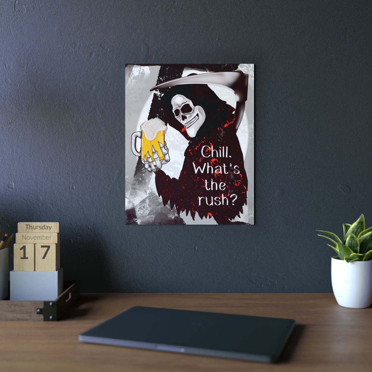 Grim Reaper 'Chill What's the Rush?' Aluminum Art Panel