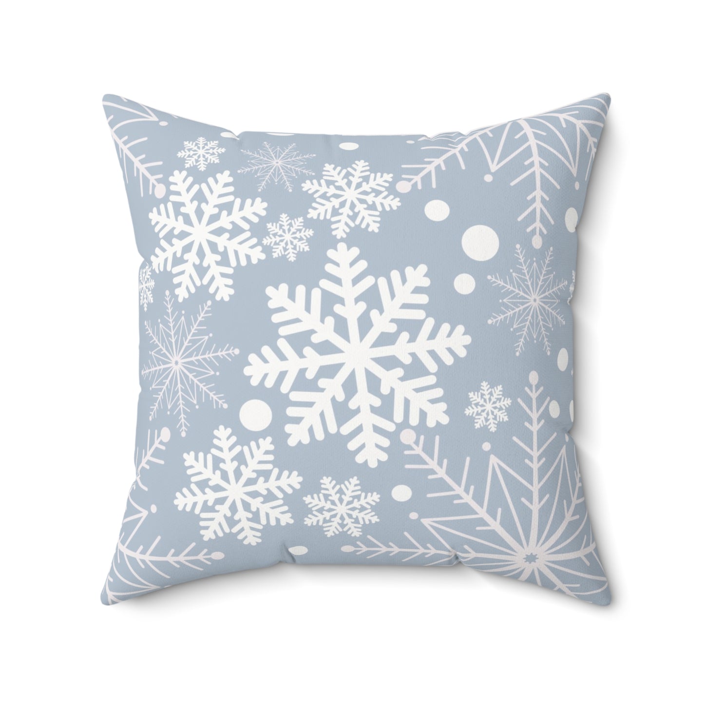 Light Blue Snowflakes Spun Polyester Square Pillow