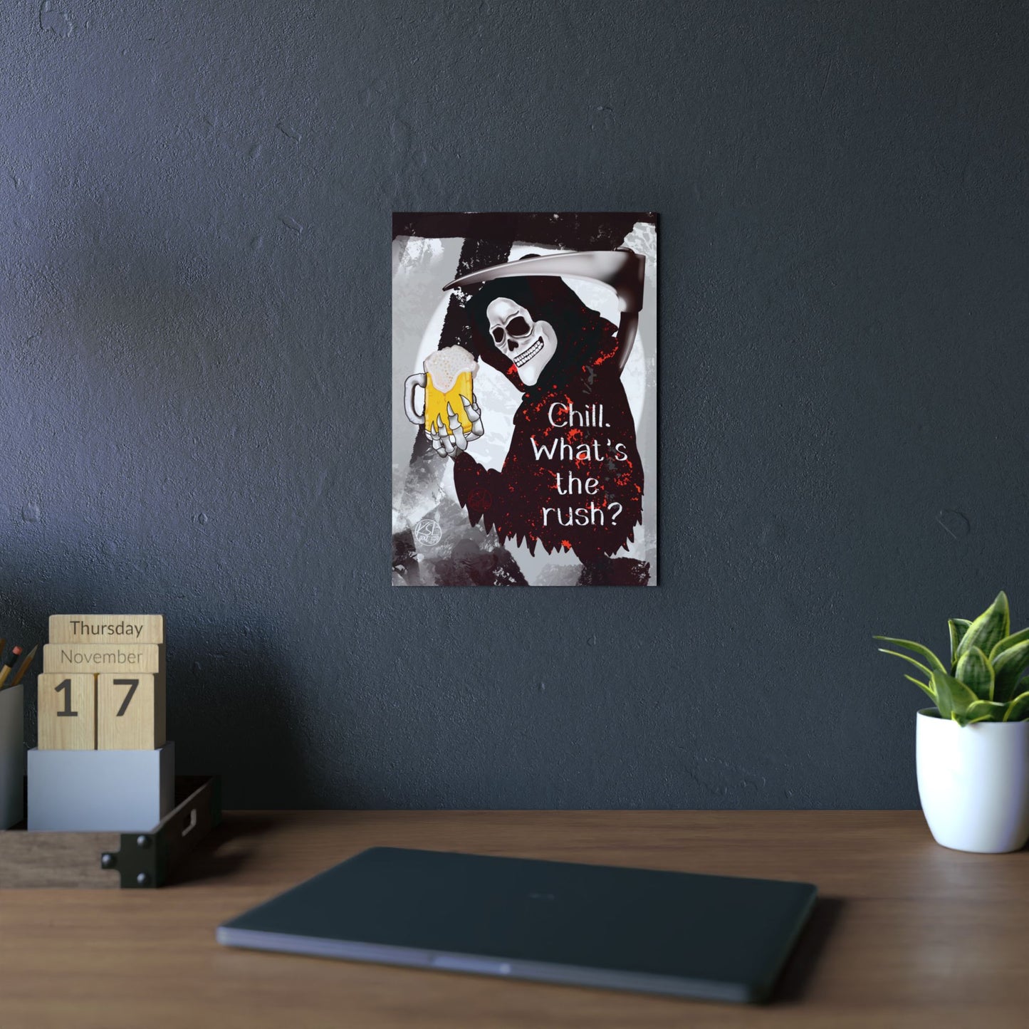 Grim Reaper 'Chill What's the Rush?' Aluminum Art Panel