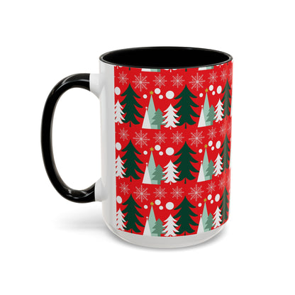 Christmas trees and snow falling Accent Coffee Mug (11, 15oz)