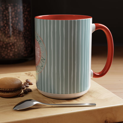 Pause Breathe Calm Down in Blue Candy Drip Stripes - Accent Coffee Mug (11, 15oz)