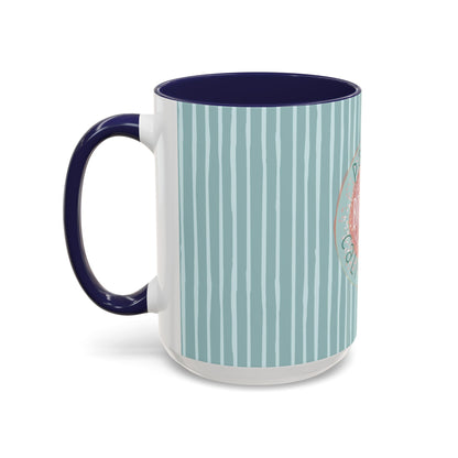 Pause Breathe Calm Down in Blue Candy Drip Stripes - Accent Coffee Mug (11, 15oz)