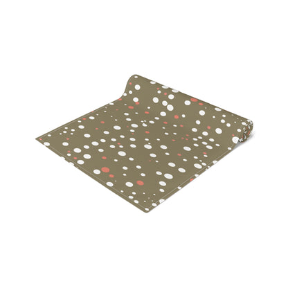 Table Runner - Red White Gold Polka Dots for Christmas New Year Dining