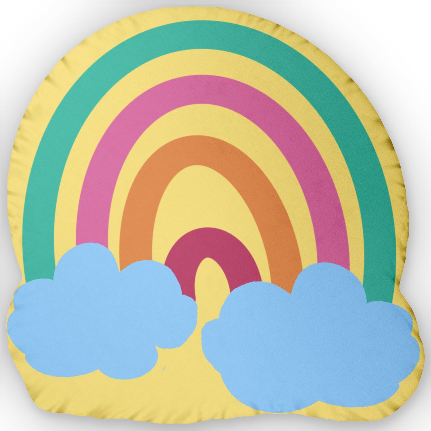 Custom Pillow - Rainbow Happy Days Blue Clouds Yellow Design