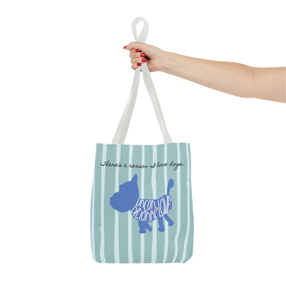 Dog Lover Tote Bag - Candy Blue Stripe - 3 Sizes Available