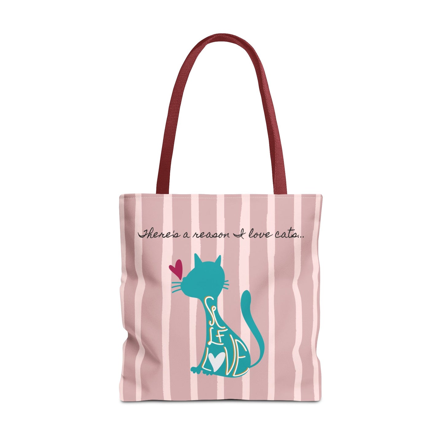 Cat Lover Tote Bag - Candy Pink Stripe Design - 3 Sizes Available