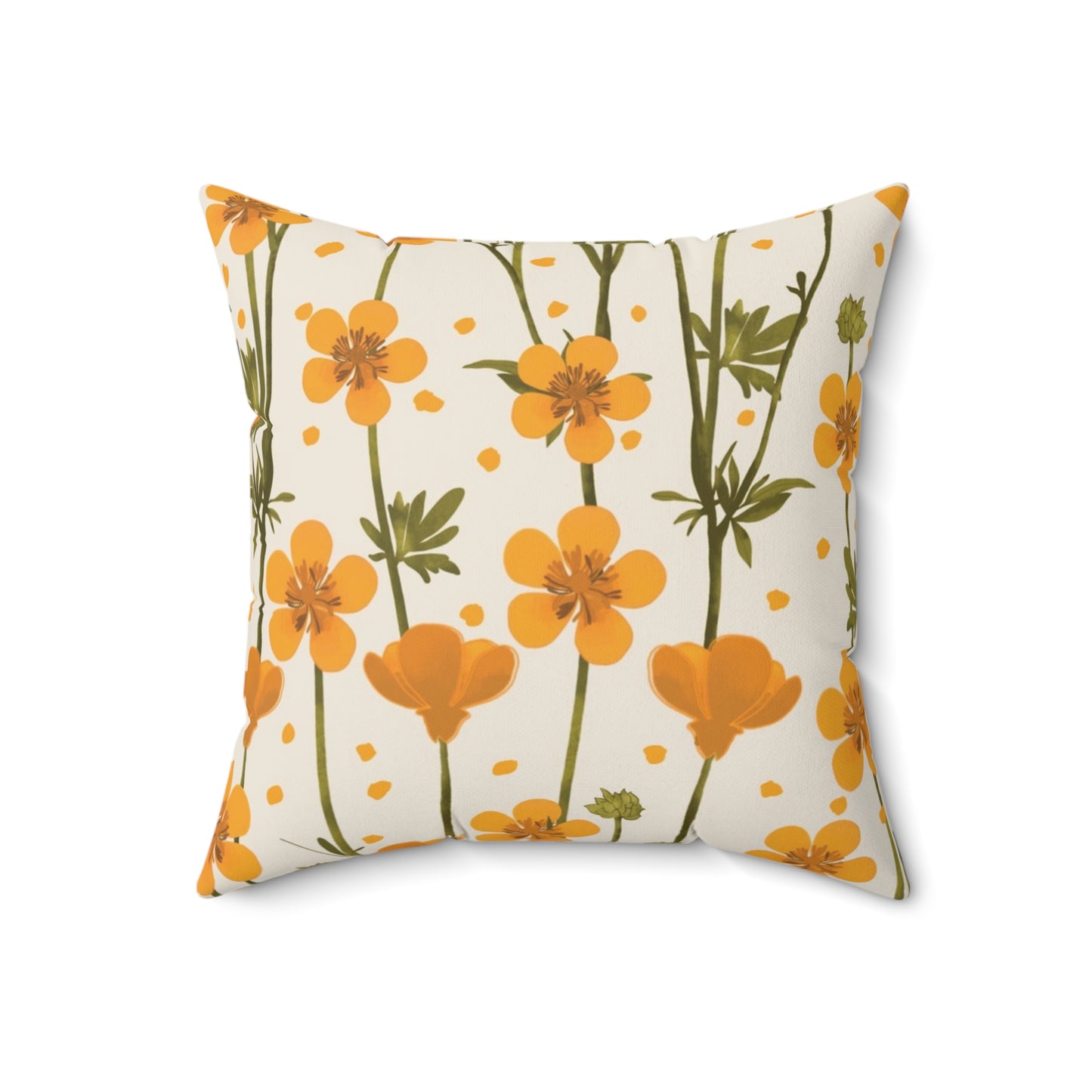 Autumn Orange Buttercup Spun Polyester Square Pillow