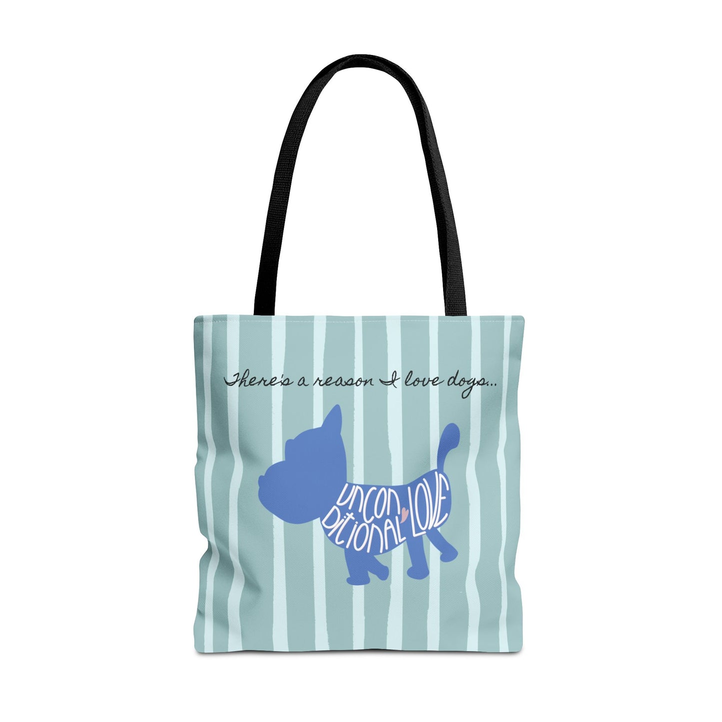 Dog Lover Tote Bag - Candy Blue Stripe - 3 Sizes Available