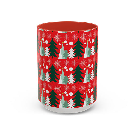 Christmas trees and snow falling Accent Coffee Mug (11, 15oz)