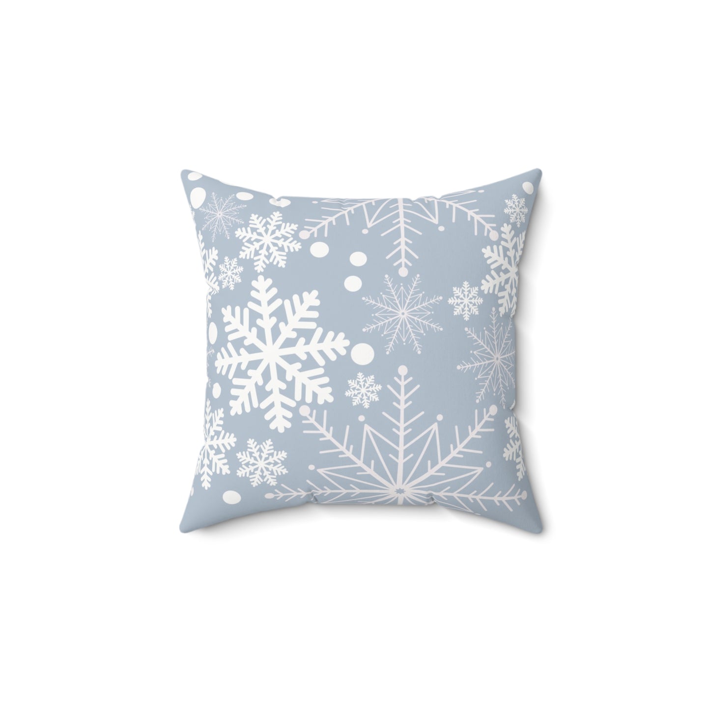 Light Blue Snowflakes Spun Polyester Square Pillow