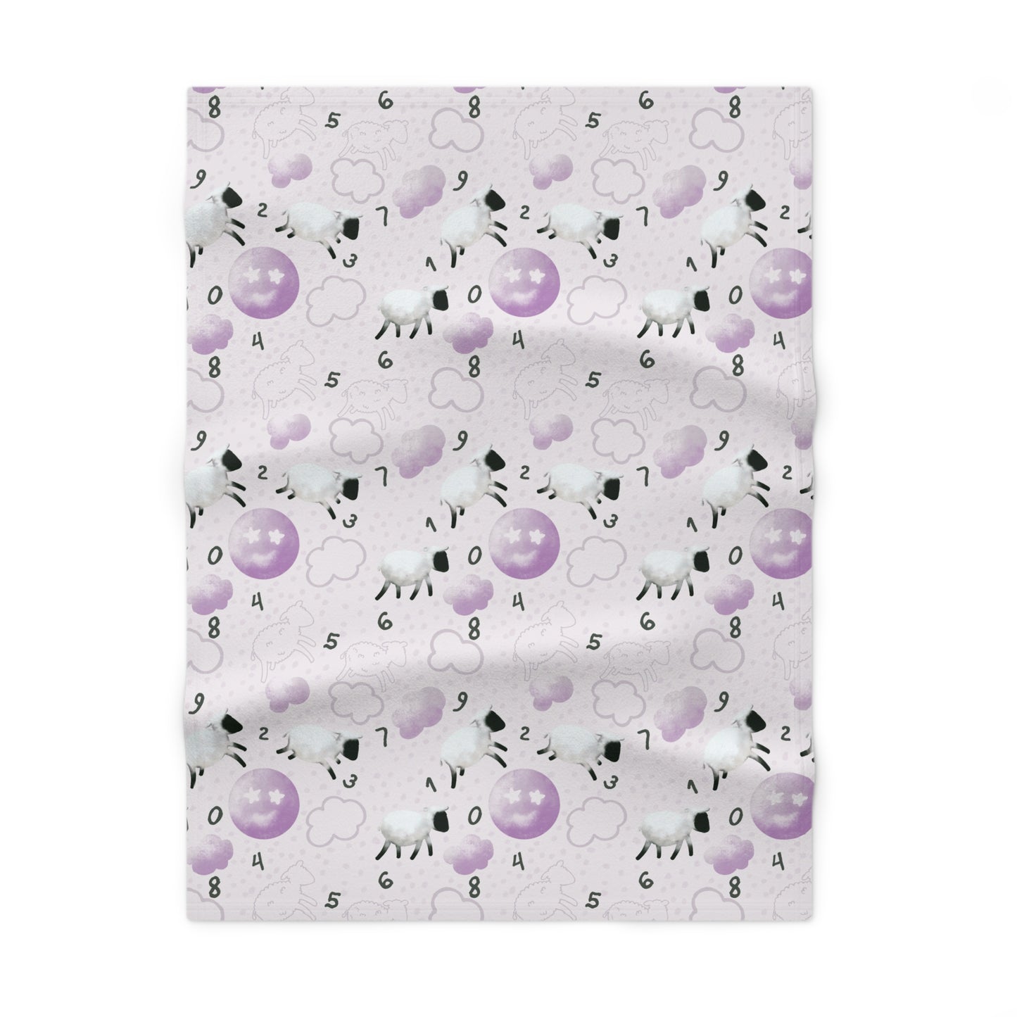 Counting Sheep in Purple Soft Fleece Baby Blanket