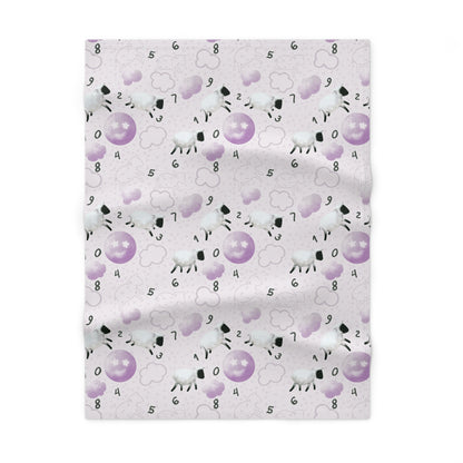 Counting Sheep in Purple Soft Fleece Baby Blanket