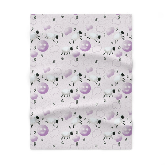 Counting Sheep in Purple Soft Fleece Baby Blanket