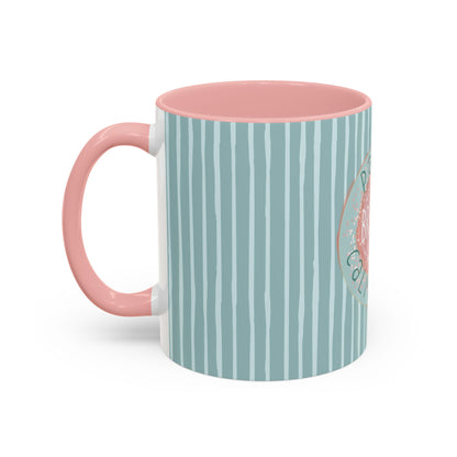 Pause Breathe Calm Down in Blue Candy Drip Stripes - Accent Coffee Mug (11, 15oz)