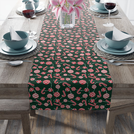 Sweet Holiday Candy Cane and Cookies - Table Runner in Polyester