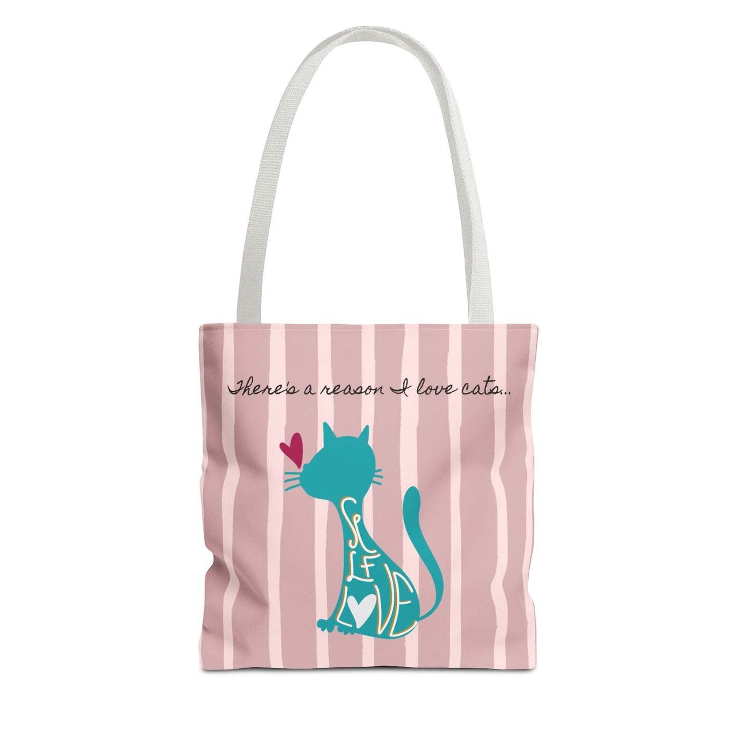 Cat Lover Tote Bag - Candy Pink Stripe Design - 3 Sizes Available