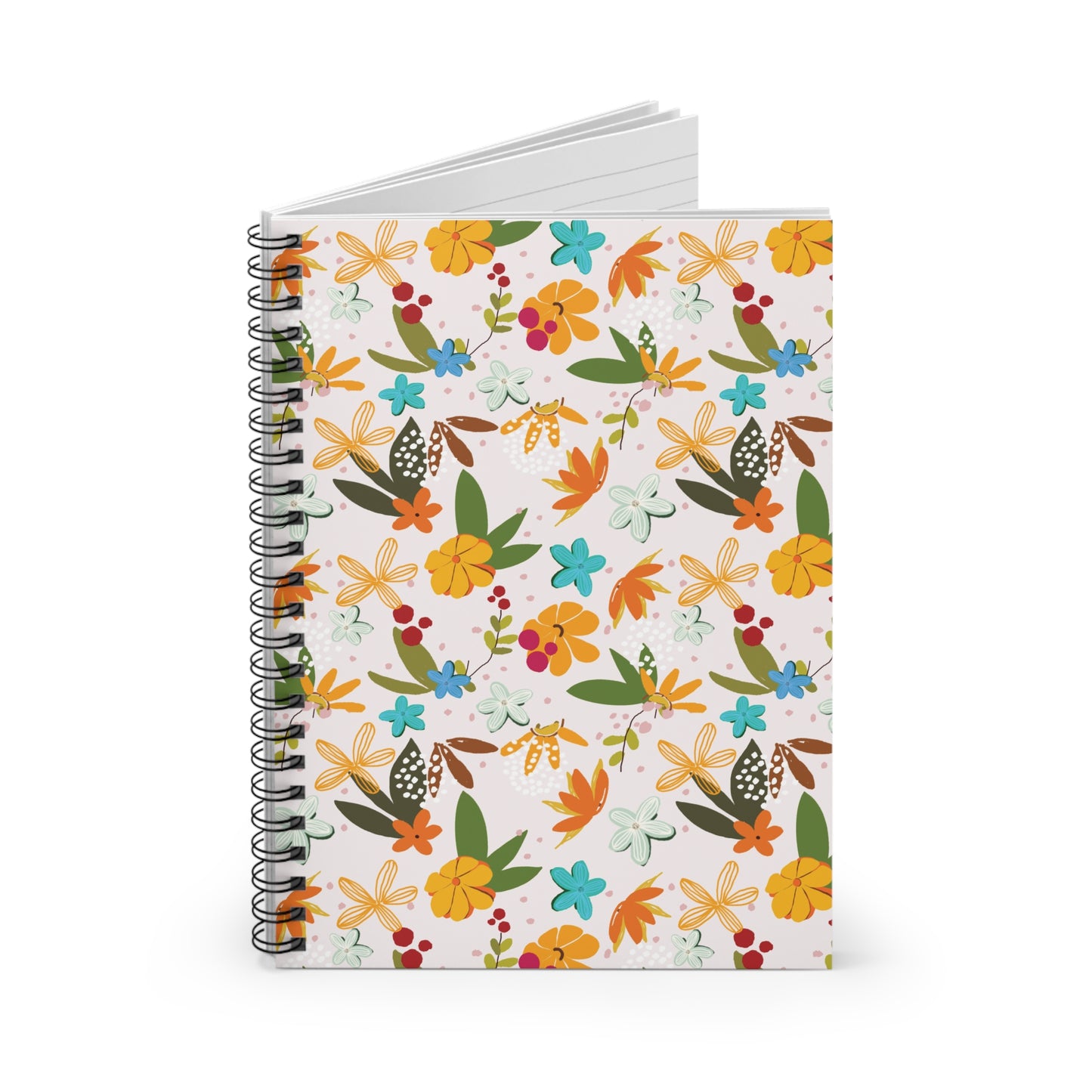 Colorful Floral Pattern Spiral Notebook - Ruled Line