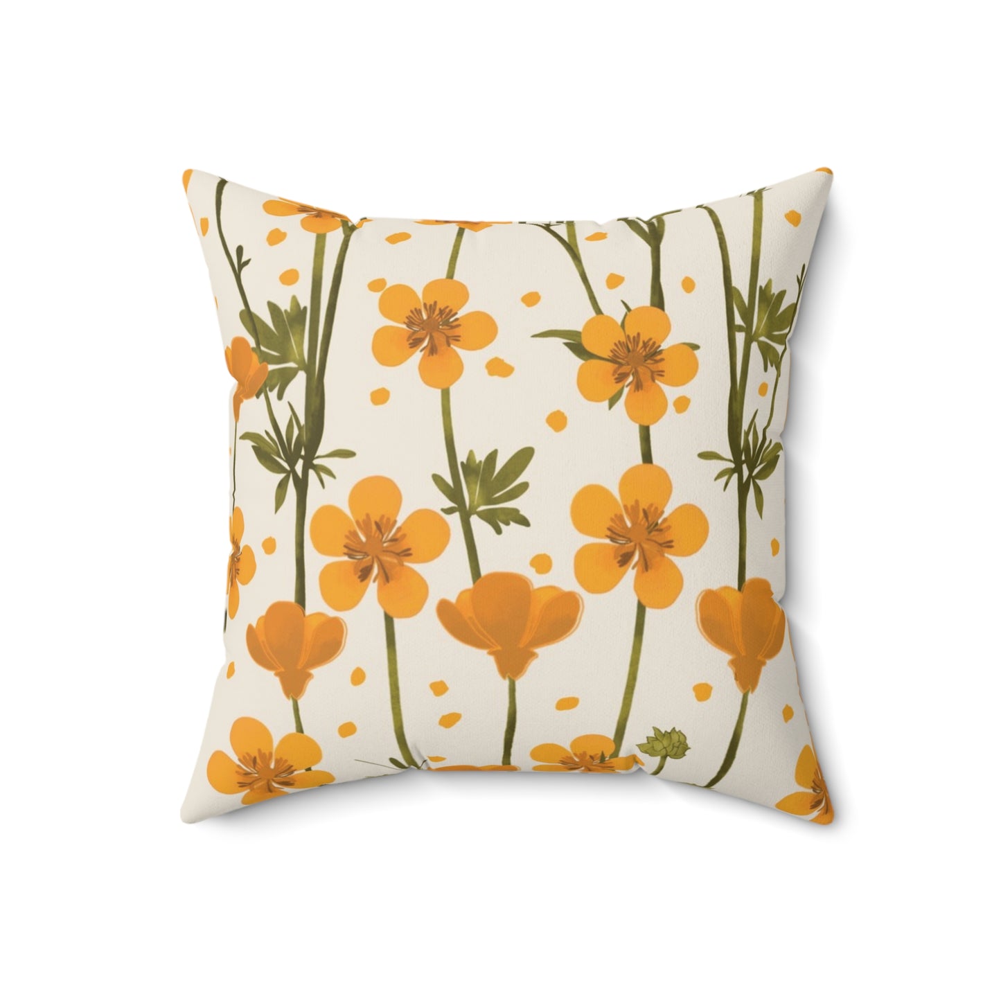 Autumn Orange Buttercup Spun Polyester Square Pillow