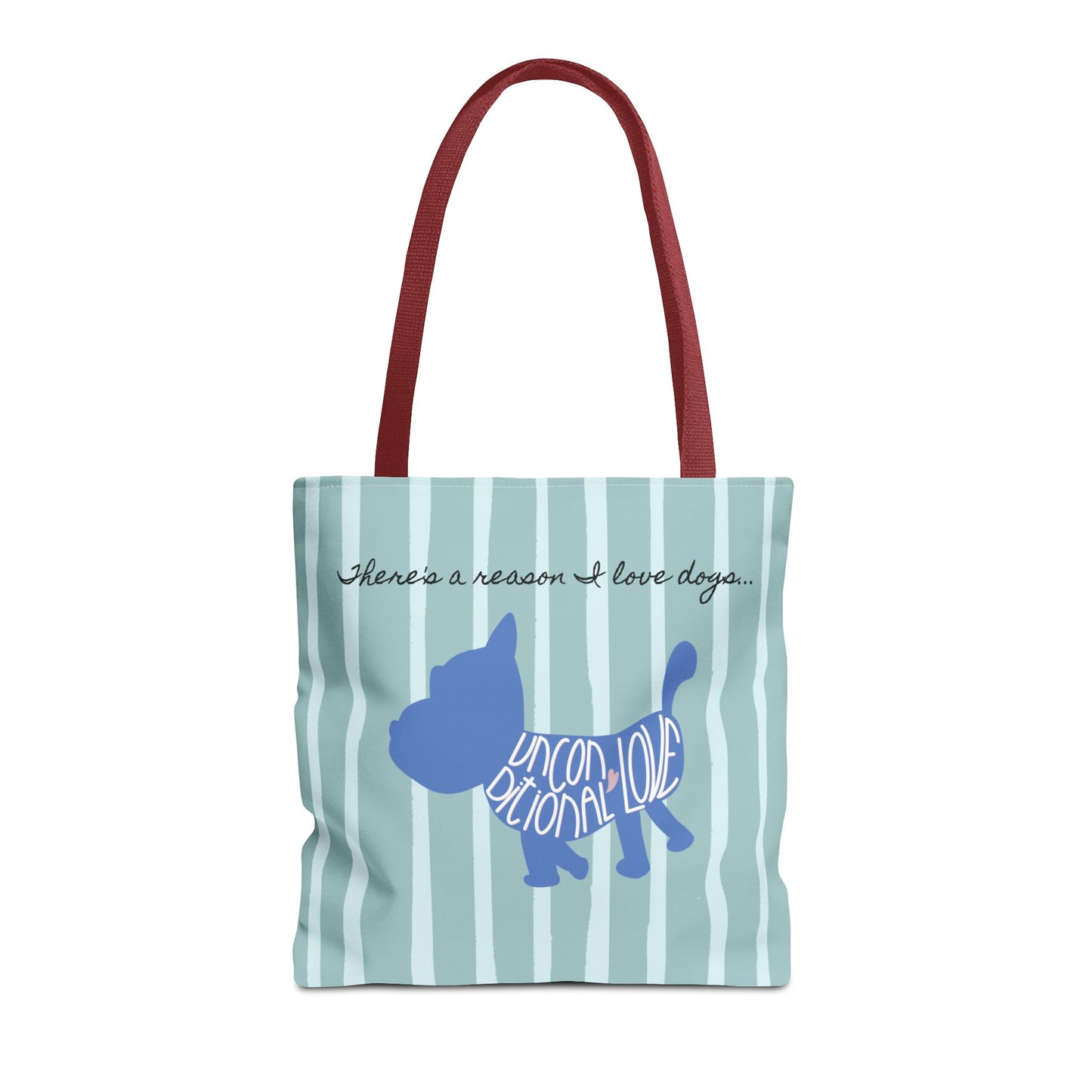 Dog Lover Tote Bag - Candy Blue Stripe - 3 Sizes Available