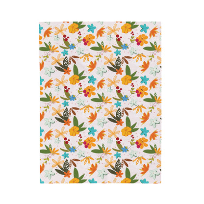 Autumn Fall Flowers and Twigs Flowers Velveteen Plush Blanket