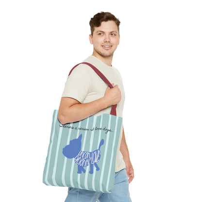 Dog Lover Tote Bag - Candy Blue Stripe - 3 Sizes Available