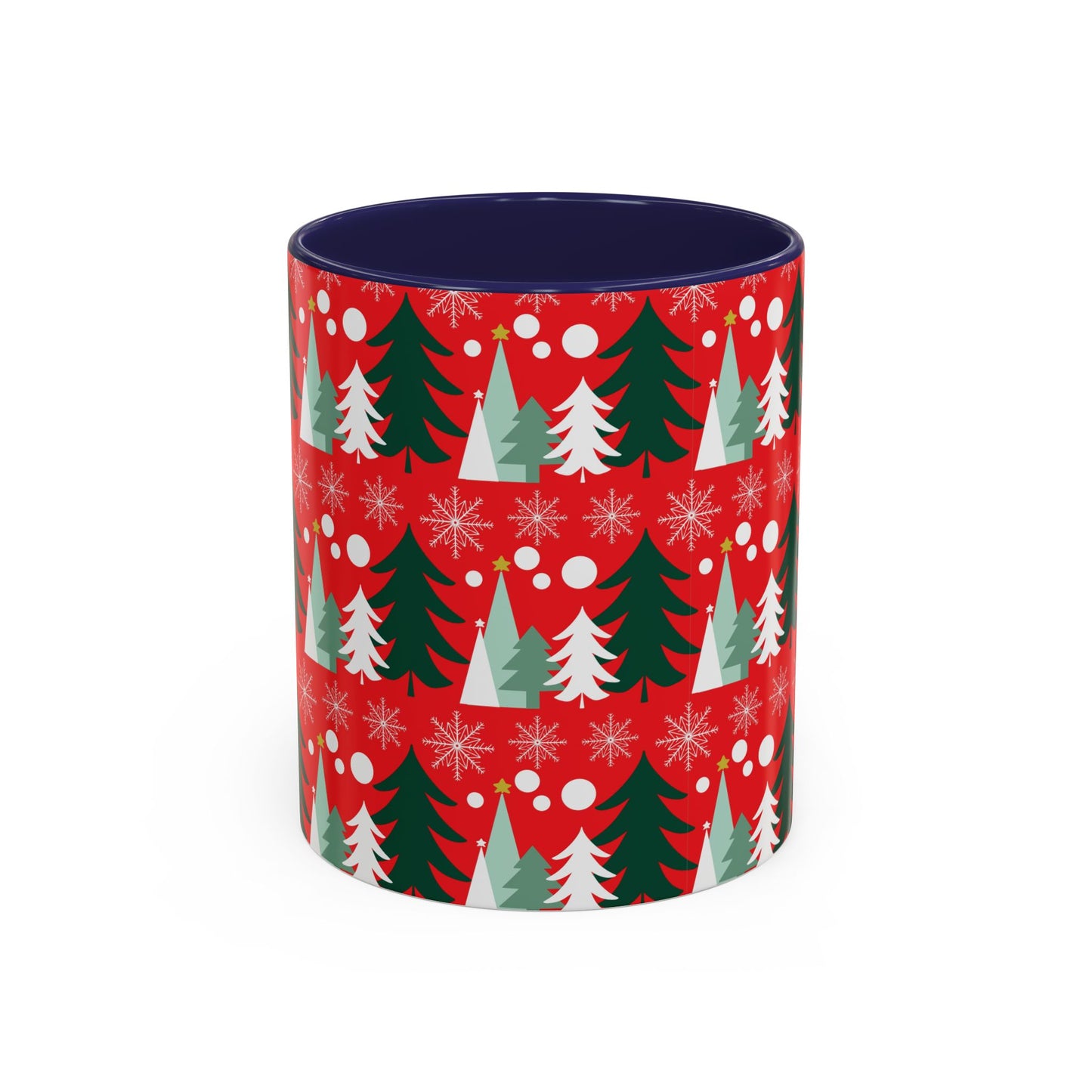 Christmas trees and snow falling Accent Coffee Mug (11, 15oz)