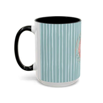 Pause Breathe Calm Down in Blue Candy Drip Stripes - Accent Coffee Mug (11, 15oz)