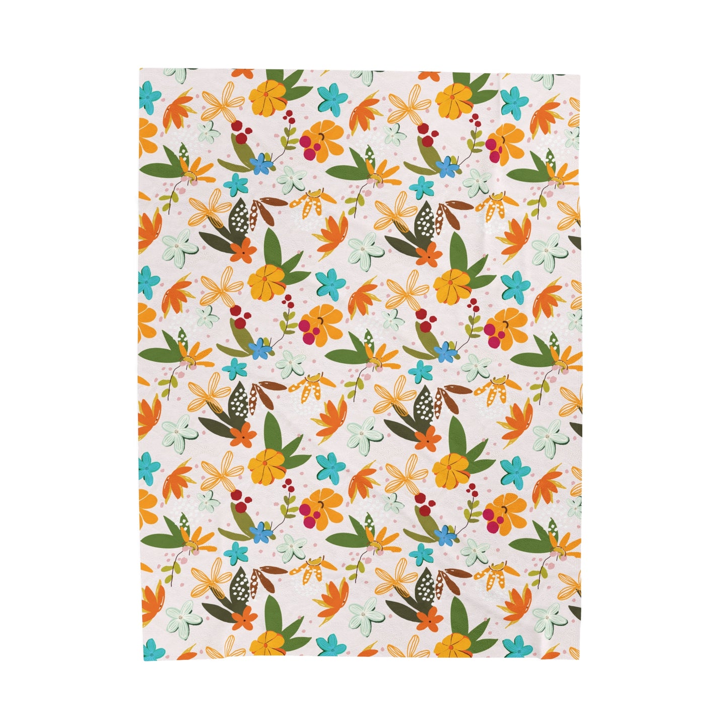 Autumn Fall Flowers and Twigs Flowers Velveteen Plush Blanket