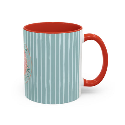 Pause Breathe Calm Down in Blue Candy Drip Stripes - Accent Coffee Mug (11, 15oz)