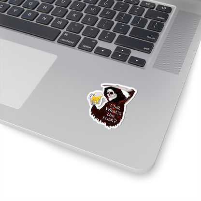 Chill What's the Rush? Grim Reaper Beer Kiss-Cut Sticker