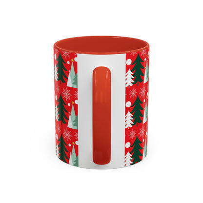 Christmas trees and snow falling Accent Coffee Mug (11, 15oz)