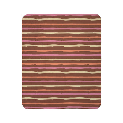 Autumn Fall Halloween Candy Corn Stripes - Cute and Fun - Pink and Orange - Sherpa Blanket