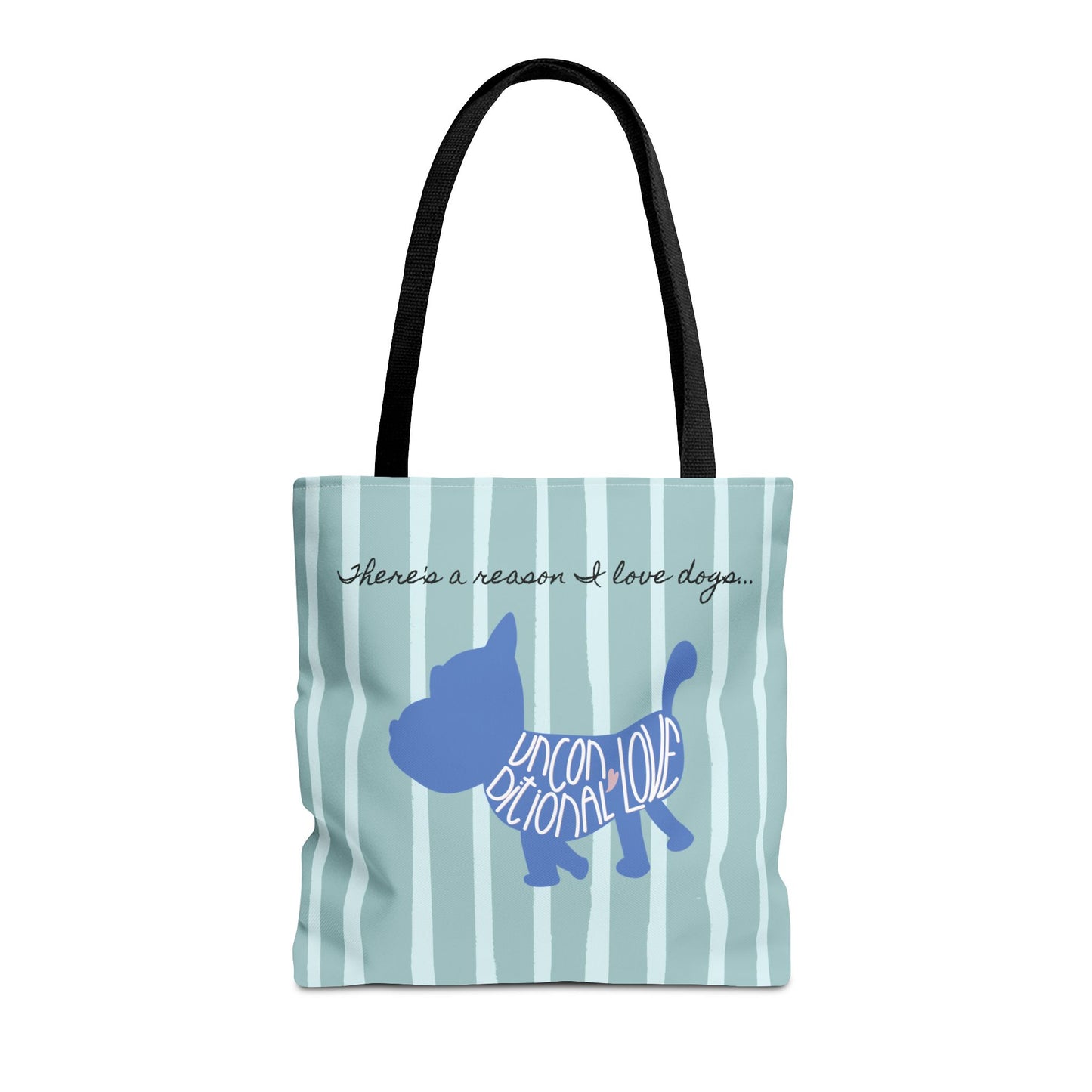 Dog Lover Tote Bag - Candy Blue Stripe - 3 Sizes Available